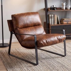 Ya-Home, fauteuil de salon moderne en cuir PU marron