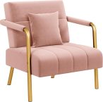 Notre test du fauteuil Abician en velours, cadre métal doré