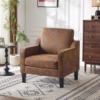 Notre test du fauteuil Bonnlo Élégant, canapé 1 place en chenille marron vintage