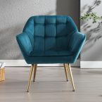 Notre test du chairus, fauteuil scandinave en velours bleu à pieds dorés