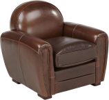 Notre test du Vente-unique Baudoin, fauteuil club en cuir vieilli chocolat